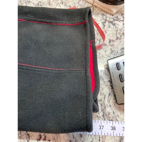 Susan Graver Black Reversable Fleece Coat L Red Stitching Minimalist Vintage - Picture 8 of 10